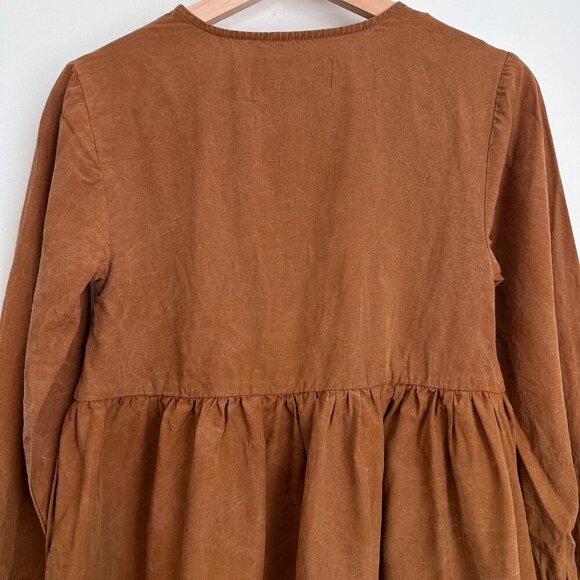 Tradlands Remi Mini Dress Long Sleeve Oversized Size XXS Sienna Distressed $204 - Picture 7 of 11